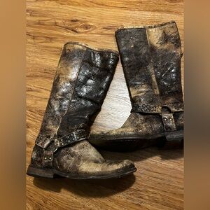 Frye Phillip Stud Women's Boots Harness Tall Classic Distressed Leather 7.5.